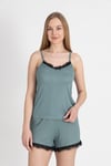 Wednesday Yeşil Ince Askılı Şortlu Pijama Takımı
