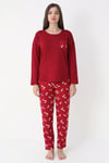 Weekend Lights Bambu Uzunkol Kadın Bordo Pijama Takımı