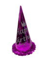 Happy Bırthday Simli Baskılı Fuşya Şapka