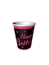 Pembe Happy Birthday Yazılı Karton Bardak 8 Adet