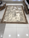 Bienna Fur Kaymaz Taban Açık Altın & Gold Bordür Natürel Hamteks Deri Halı / Kilim