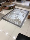 Bienna Fur Kaymaz Taban Gümüş Bordür Hamteks Doğal Deri Halı / Kilim