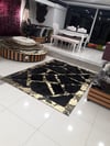 Bienna Fur Kaymaz Taban Siyah Toskana & Gold Hamteks Doğal Deri Halı
