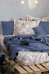 Boho Chic Çift Kişilik Battaniyeli Set - Cobalt Mavi