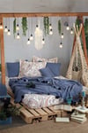 Boho Chic Çift Kişilik Battaniyeli Set - Cobalt Mavi