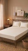 İgi Ranforce Çift Kişilik Lastikli Çarşaf Yastık Set 180x200+30 cm - Krem