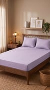 İgi Ranforce Çift Kişilik Lastikli Çarşaf Yastık Set 160x200+30 cm - Lila