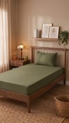 İgi Ranforce Tek Kişilik Lastikli Çarşaf Yastık Set 120x200+30 cm - Haki