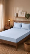 Ranforce Çift Kişilik Fitted Çarşaf Set 160x200+30 cm - Açık Mavi