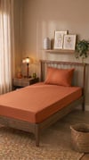 Ranforce Tek Kişilik Fitted Çarşaf Set 120x200+30 cm - Tarçın