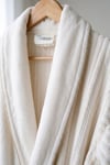 Soft Linen Aile Bornoz Seti - Krem - Gri