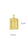 Rectangle Medallion Initial I Pendant Necklace 14K Solid Gold