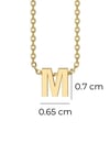 M Letter Initial Necklace 14K Solid Gold