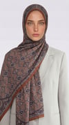 Karaca EşarpCOTTON ŞAL AHENK DESENLİ COTTON ŞAL - SİYAH / KİREMİT