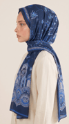 Karaca EşarpCOTTON ŞAL ALYA ETNİK DESENLİ COTTON ŞAL - LACİVERT / 