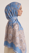 Karaca EşarpCOTTON LİNE EŞARPALYA ETNİK DESENLİ COTTON ŞAL - MAVİ / KREM 