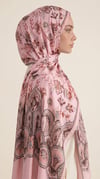 Karaca EşarpCOTTON ŞAL ALYA ETNİK DESENLİ COTTON ŞAL - PEMBE / KAHVERENGİ
