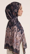 Karaca EşarpCOTTON ŞAL ALYA ETNİK DESENLİ COTTON ŞAL -SİYAH / KAHVERENGİ