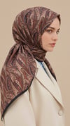 Karaca Eşarp ŞAL EŞARP EFSUN DESENLİ 120*120 CM COTTON EŞARP - BEJ / KIRMIZI