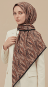 Karaca Eşarp ŞAL EŞARP EFSUN DESENLİ 120*120 CM COTTON EŞARP - BEJ / KIRMIZI