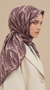 Karaca Eşarp ŞAL EŞARP EFSUN DESENLİ 120*120 CM COTTON EŞARP - PEMBE / MOR