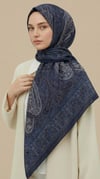 Karaca Eşarp ŞAL EŞARP ETNİK DESEN 120 * 120 CM COTTON ŞAL EŞARP -  LACİVERT / KREM 