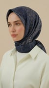 Karaca Eşarp ŞAL EŞARP ETNİK DESEN 120 * 120 CM COTTON ŞAL EŞARP -  LACİVERT / KREM 