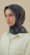 Karaca Eşarp ŞAL EŞARP ETNİK DESEN 120 CM COTTON ŞAL EŞARP - GRİ / SİYAH 