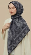 Karaca Eşarp ŞAL EŞARP ETNİK DESEN 120 CM COTTON ŞAL EŞARP - GRİ / SİYAH 