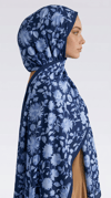 Karaca EşarpCOTTON ŞAL FLORA DESENLİ COTTON ŞAL - LACİVERT