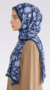 Karaca EşarpCOTTON ŞAL FLORA DESENLİ COTTON ŞAL - LACİVERT