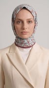 Karaca EşarpEŞARPLİLYA DESENLİ ÇİÇEK DESENLİ İPEK ŞİFON EŞARP - KAHVERENGİ / TURKUAZ