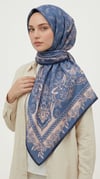 Karaca Eşarp ŞAL EŞARP MİHRA 120*120 CM İPEK ŞİFON EŞARP - LACİVERT