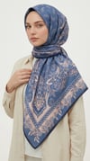 Karaca Eşarp ŞAL EŞARP MİHRA 120*120 CM İPEK ŞİFON EŞARP - LACİVERT