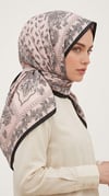 Karaca Eşarp ŞAL EŞARP MİHRA 120*120 CM İPEK ŞİFON EŞARP - SİYAH / PUDRA  