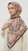 Karaca Eşarp ŞAL EŞARP MİHRA 120*120 CM İPEK ŞİFON EŞARP - SİYAH / PUDRA  
