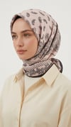 Karaca Eşarp ŞAL EŞARP MİHRA 120*120 CM İPEK ŞİFON EŞARP - SİYAH / PUDRA  