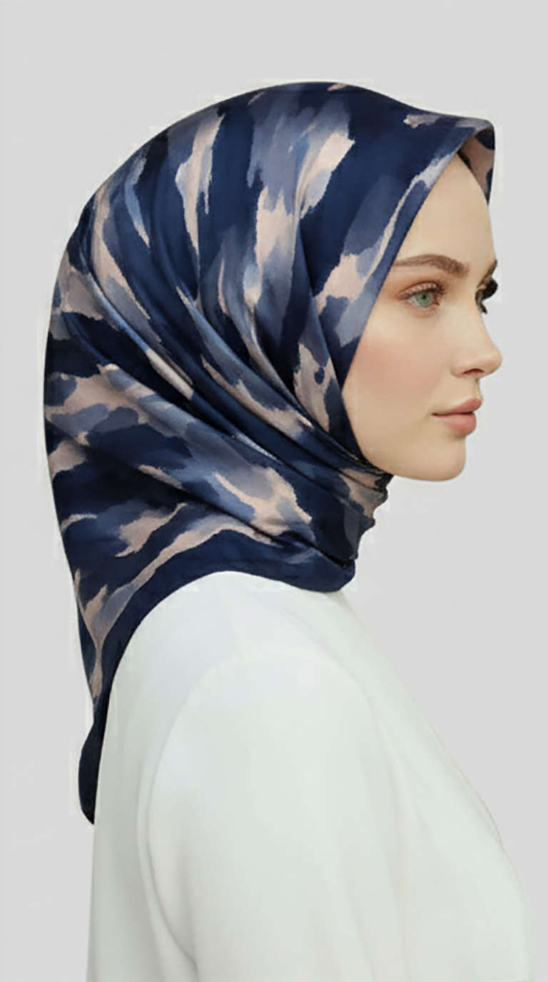 Karaca EşarpRAYON EŞARPMORYA DESENLİ RAYON EŞARP - LACİVERT