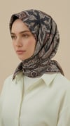 Karaca Eşarp ŞAL EŞARP NERİS DESENLİ 120*120 CM COTTON EŞARP - KAHVERENGİ / KREM