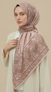 Karaca Eşarp ŞAL EŞARP RAVENA DESENLİ 120*120 CM İPEK ŞİFON EŞARP - SOMON / KREM