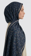 Karaca EşarpHİNT İPEĞİ ROSA DESENLİ VUAL İPEK ŞAL -LACİVERT