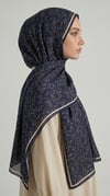 Karaca EşarpHİNT İPEĞİ ROSA DESENLİ VUAL İPEK ŞAL -LACİVERT