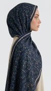 Karaca EşarpHİNT İPEĞİ ROSA DESENLİ VUAL İPEK ŞAL -LACİVERT