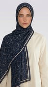 Karaca EşarpHİNT İPEĞİ ROSA DESENLİ VUAL İPEK ŞAL -LACİVERT
