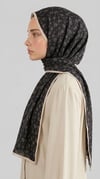 Karaca EşarpHİNT İPEĞİ ROSA DESENLİ VUAL İPEK ŞAL - SİYAH / KREM