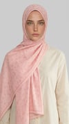 Karaca EşarpHİNT İPEĞİ ROSA DESENLİ VUAL İPEK ŞAL - TOZ PEMBE