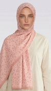 Karaca EşarpHİNT İPEĞİ ROSA DESENLİ VUAL İPEK ŞAL -TOZ PEMBE