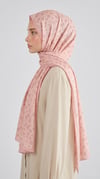 Karaca EşarpHİNT İPEĞİ ROSA DESENLİ VUAL İPEK ŞAL -TOZ PEMBE
