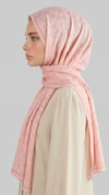 Karaca EşarpHİNT İPEĞİ ROSA DESENLİ VUAL İPEK ŞAL - TOZ PEMBE
