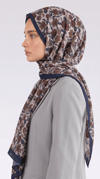 Karaca EşarpCOTTON ŞAL VELORA DESENLİ COTTON ŞAL -  LACİVERT / KREM